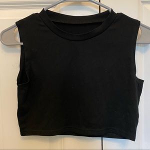 Black cropped tank top, high neck